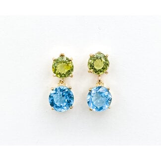 Earrings Stud Drop 4ctw Topaz & Peridot 10ky .6x.25" 2.61g 226050035