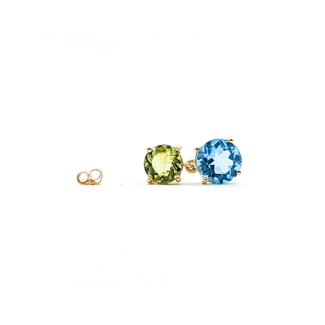 Earrings Stud Drop 4ctw Topaz & Peridot 10ky .6x.25" 2.61g 226050035