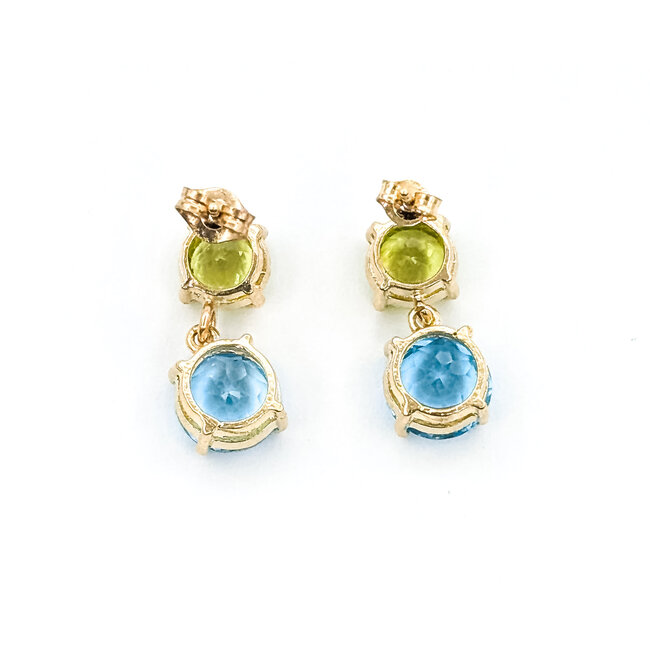 Earrings Stud Drop 4ctw Topaz & Peridot 10ky .6x.25" 2.61g 226050035