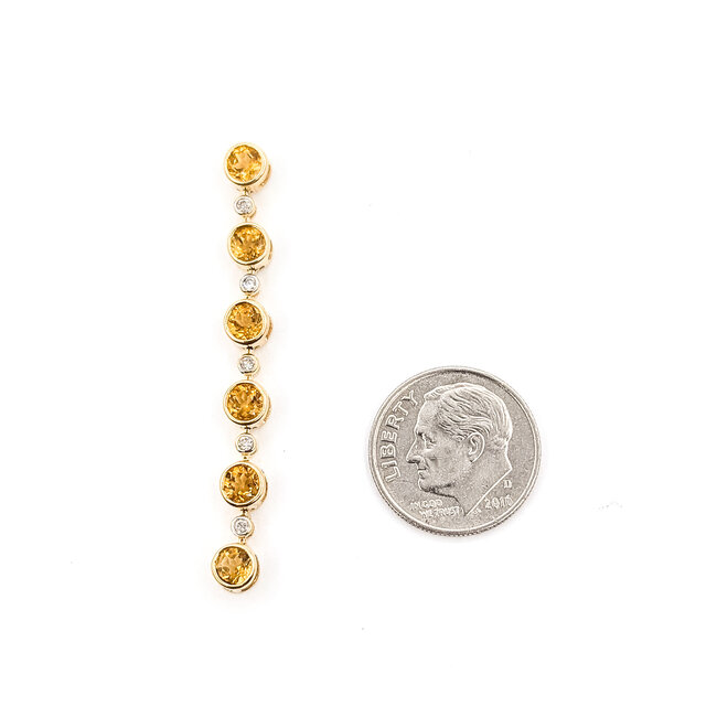 Pendant Dangle .07ctw Round Diamonds .90ctw Golden Citrine 10ky 1.9x.2" 2.08g 226050033