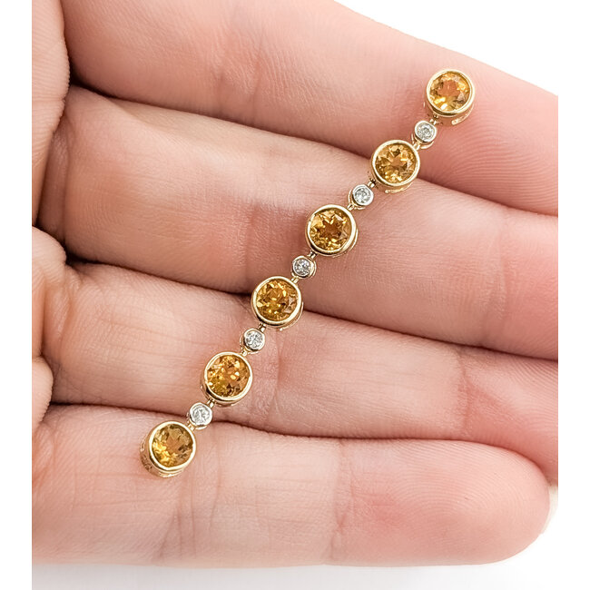 Pendant Dangle .07ctw Round Diamonds .90ctw Golden Citrine 10ky 1.9x.2" 2.08g 226050033