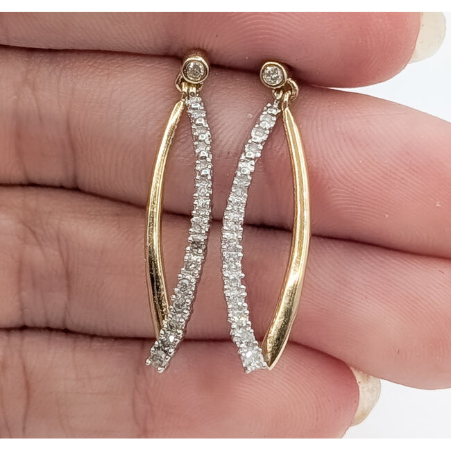 Earrings Wishbone .10ctw Round Diamonds 10ktt 1.05x.1" 1.86g 226050031