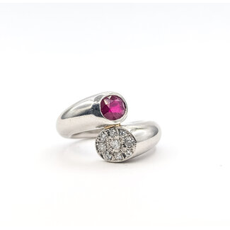 Ring Bypass 0.25ctw Round Diamonds 1.50ctw Ruby 900pt 16mm Sz7 29.45g 126040081