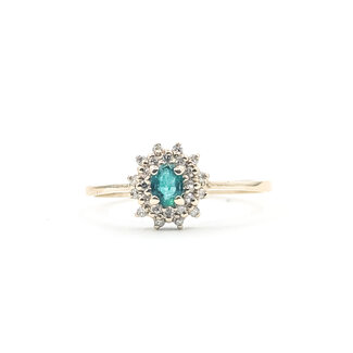 Ring Halo .10ctw Round Diamonds .20ct Green Emerald 14ky 1.5mm Sz7.5 1.61g 226050047