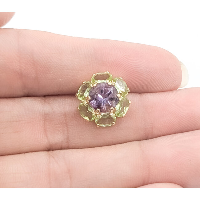 Pendant Halo 1.2ct Purple Amethyst 1.2ctw Green Peridot 14ky .5" 1.31g 226050054