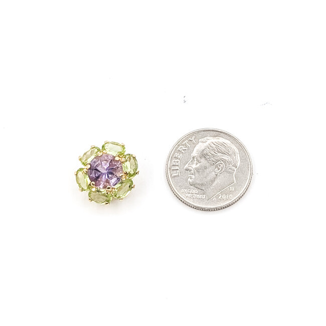 Pendant Halo 1.2ct Purple Amethyst 1.2ctw Green Peridot 14ky .5" 1.31g 226050054