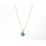 Pendant Quatrefoil W/Chain 0.15ctw Round Diamonds 0.50ctw Green Emerald 14ky 18" 1.53g 126040080