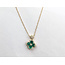 Pendant Quatrefoil W/Chain 0.15ctw Round Diamonds 0.50ctw Green Emerald 14ky 18" 1.53g 126040080