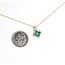 Pendant Quatrefoil W/Chain 0.15ctw Round Diamonds 0.50ctw Green Emerald 14ky 18" 1.53g 126040080