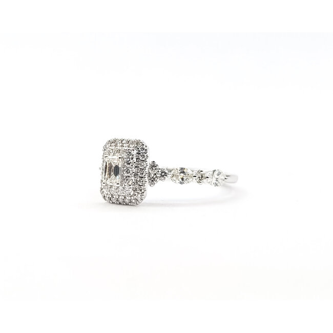 Ring Double Halo 0.75ctw Round, Oval & Emerald Diamonds 14kw 9mm Sz7 2.86g 126040079