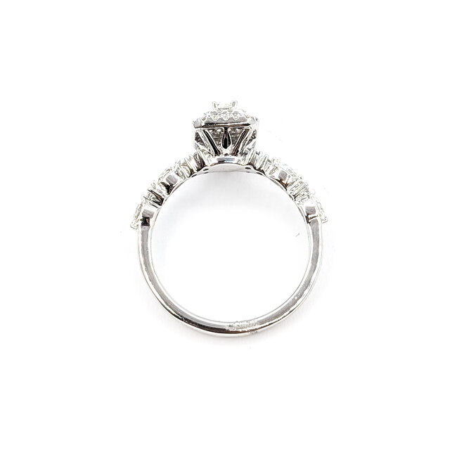 Ring Double Halo 0.75ctw Round, Oval & Emerald Diamonds 14kw 9mm Sz7 2.86g 126040079