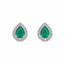 Earrings Stud Tear Drop 0.17ctw Round Diamonds 0.25ctw Green Emerald 14kw 7x5mm 1.04g 126040089