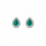 Earrings Stud Tear Drop 0.17ctw Round Diamonds 0.25ctw Green Emerald 14kw 7x5mm 1.04g 126040089