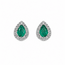 Earrings Stud Tear Drop 0.17ctw Round Diamonds 0.25ctw Green Emerald 14kw 7x5mm 1.04g 126040089