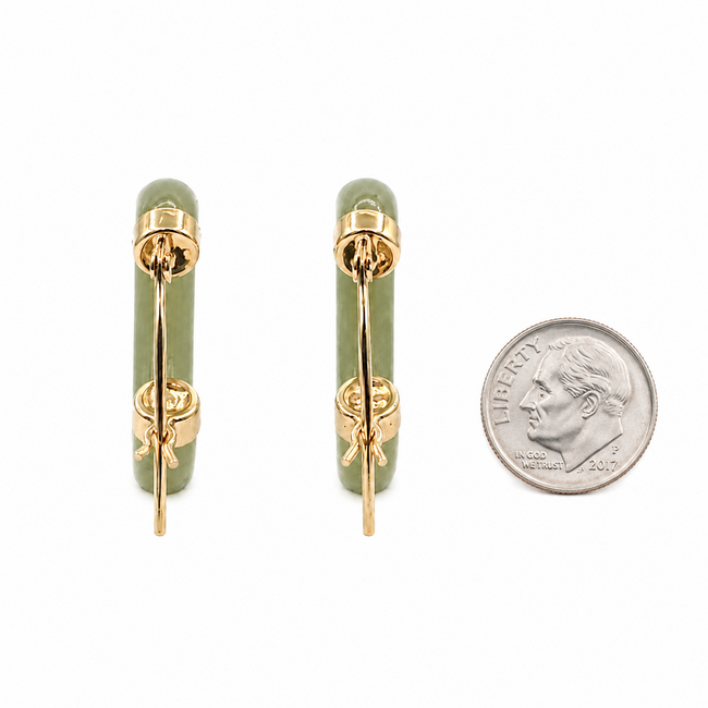 Earrings Hoop 3ctw Green Jade 14ky .75x.1" 3.52g 226050053