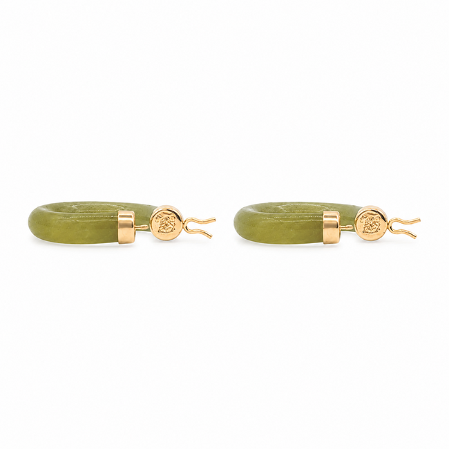Earrings Hoop 3ctw Green Jade 14ky .75x.1" 3.52g 226050053