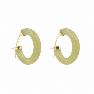 Earrings Hoop 3ctw Green Jade 14ky .75x.1" 3.52g 226050053