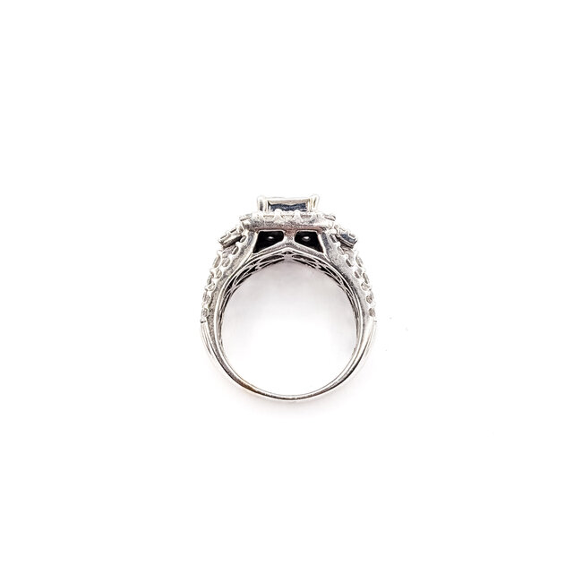 Ring Cluster 3ctw Round, Princess & Baguette Diamonds 14kw 13mm Sz7.75 10.18g 226050040