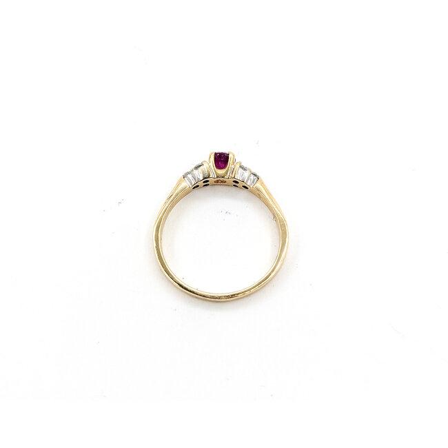 Ring 7-Stone .15ctw Round Diamonds .25ct Red Ruby 14ky 2.7mm Sz6.5 2.55g 226050046