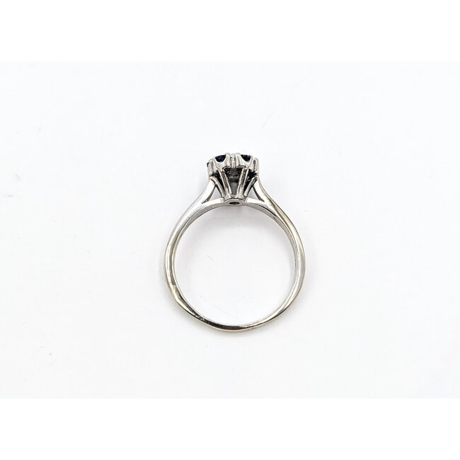 Ring Floral .05ct Round Diamond .33ctw Blue Sapphire 14kw 2mm Sz8.5 3.02g 226050041