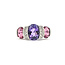 Ring 3-Stone Milgrain .07ctw Round Diamonds  1.7ct Purple Amethyst 2.4ctw Pink Tourmaline 14kw 2mm Sz6.5 3.98g 226050042