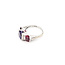 Ring 3-Stone Milgrain .07ctw Round Diamonds  1.7ct Purple Amethyst 2.4ctw Pink Tourmaline 14kw 2mm Sz6.5 3.98g 226050042