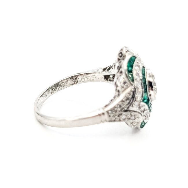 Ring Cocktail 1.42ctw Round Diamonds 2.35ctw Green Emeralds 900pt 18mm Sz7.5 6.9g 126060003
