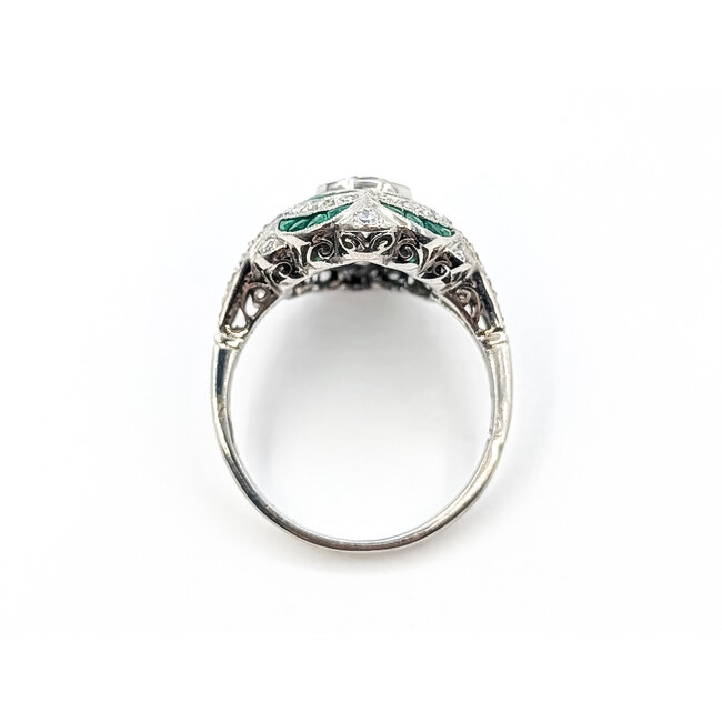 Ring Cocktail 1.42ctw Round Diamonds 2.35ctw Green Emeralds 900pt 18mm Sz7.5 6.9g 126060003
