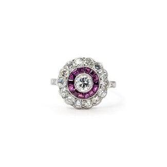 Ring Cocktail 1.20ctw Round Diamonds .78ctw Red Rubies 900pt 14mm Sz6.5 4.1g 126060004