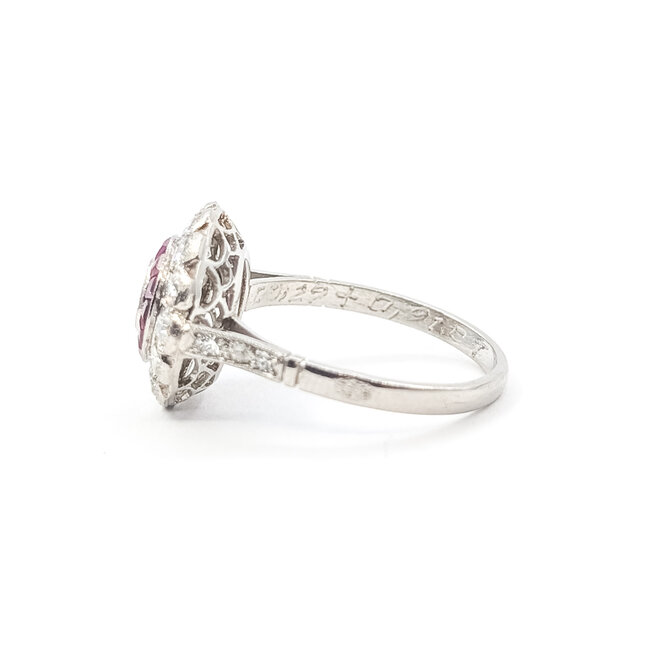 Ring Cocktail 1.20ctw Round Diamonds .78ctw Red Rubies 900pt 14mm Sz6.5 4.1g 126060004
