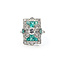 Ring Shield 1.76ctw Round Diamonds 3.82ctw Green Emeralds 900pt 22x14.5mm Sz7 7.2g 126060002