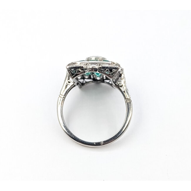 Ring Shield 1.76ctw Round Diamonds 3.82ctw Green Emeralds 900pt 22x14.5mm Sz7 7.2g 126060002