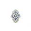 Ring Scalloped Shield 1.53ctw Round Diamonds 2.41ctw Blue Sapphires 900pt 24mm Sz6 5.4g 126060005