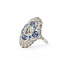 Ring Scalloped Shield 1.53ctw Round Diamonds 2.41ctw Blue Sapphires 900pt 24mm Sz6 5.4g 126060005