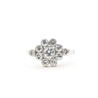 Ring Flower Bezel .90ctw Round Diamonds 900pt 10mm Sz7 3.4g 126060011