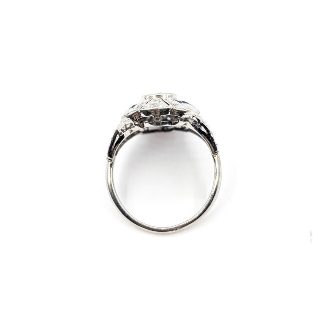 Ring Cocktail 1.50ctw Round Diamonds .67ctw Blue Sapphires 900pt 20mm Sz6.5 5.94g 126060010