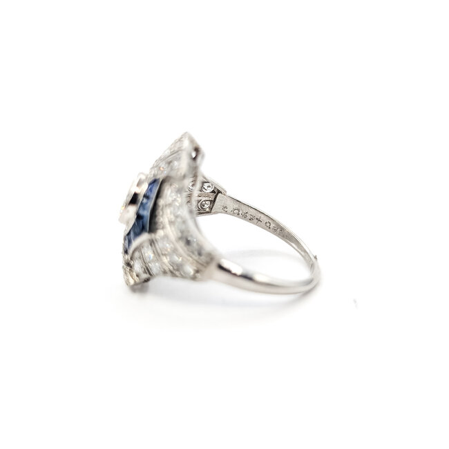 Ring Cocktail 1.50ctw Round Diamonds .67ctw Blue Sapphires 900pt 20mm Sz6.5 5.94g 126060010