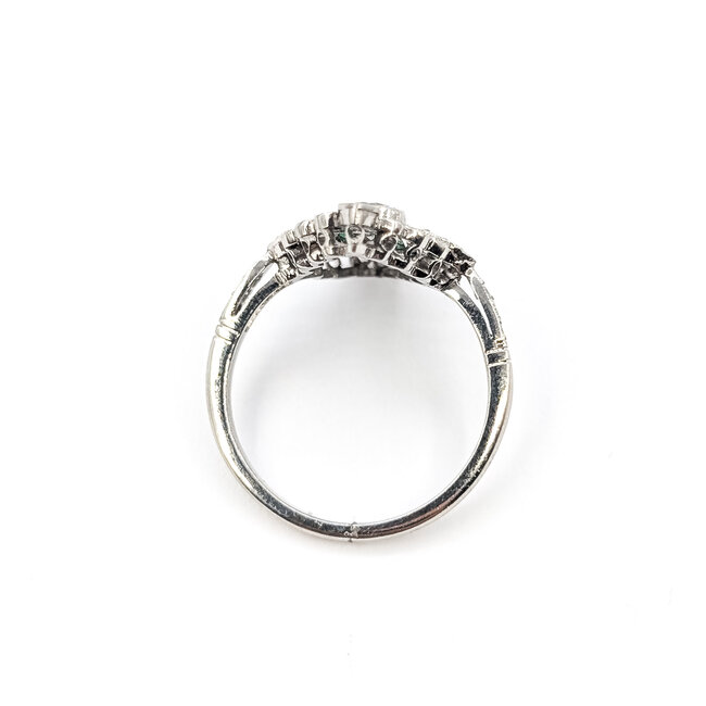 Ring Shield .60ctw Round Diamonds .40ctw Green Emerald 900pt 17mm Sz6.5 3.8g 126060001
