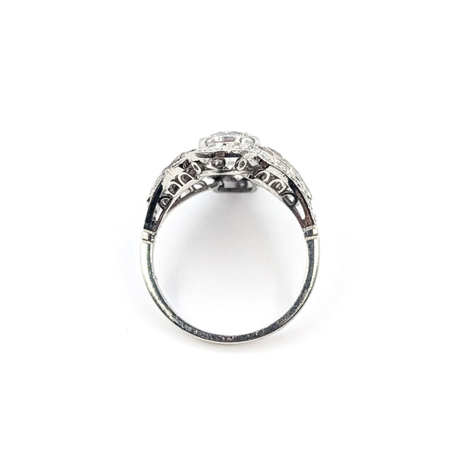 Ring Scalloped Cross Shield .82ctw Round Diamonds 1.05ctw Red Rubies 900pt 21mm Sz6 5.5g 126060007