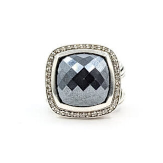 Ring David Yurman Albion Collection Cable .28ctw Round Diamonds 15x15mm Black Onyx 925 19x19mm Sz6 17.61g 126060012