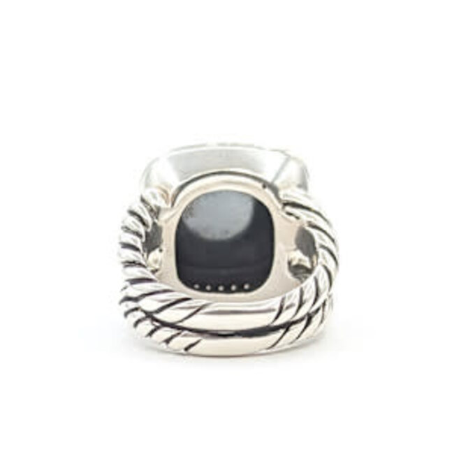 Ring David Yurman Albion Collection Cable .28ctw Round Diamonds 15x15mm Black Onyx 925 19x19mm Sz6 17.61g 126060012