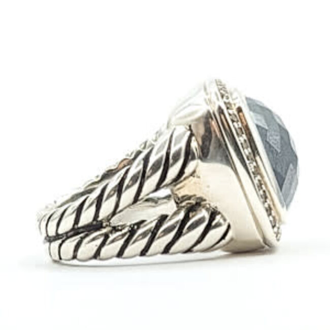 Ring David Yurman Albion Collection Cable .28ctw Round Diamonds 15x15mm Black Onyx 925 19x19mm Sz6 17.61g 126060012