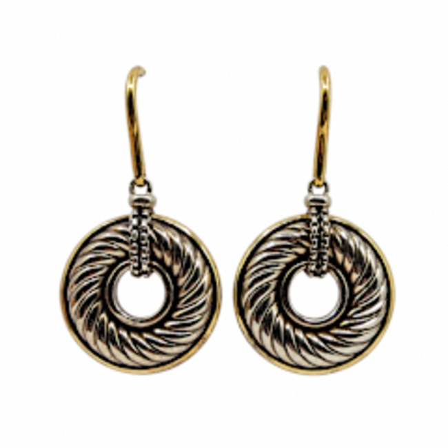 Earrings David Yurman Cable Circle Drop 18ky/925 1.5x.75" 10.3g 126052034