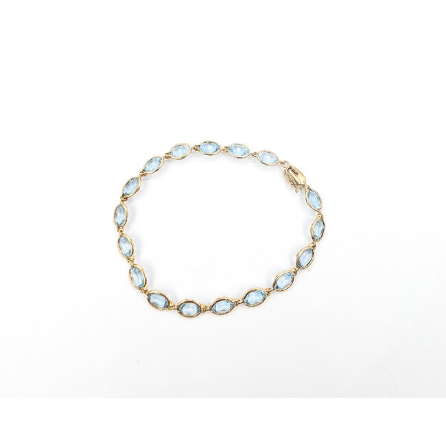 Bracelet Tennis 12ctw Sky Blue Aquamarine 14ky 6.6mm 7" 6.68g 126050069