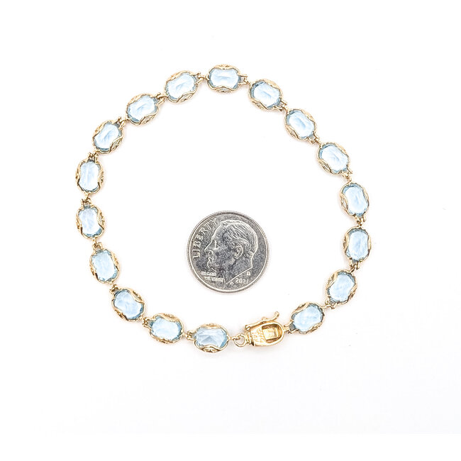 Bracelet Tennis 12ctw Sky Blue Aquamarine 14ky 6.6mm 7" 6.68g 126050069