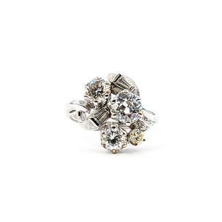 Ring Cluster 1.6ctw Round & Baguette Diamonds Diamonds 14kw 15mm Sz6.5 4.44g 226050011