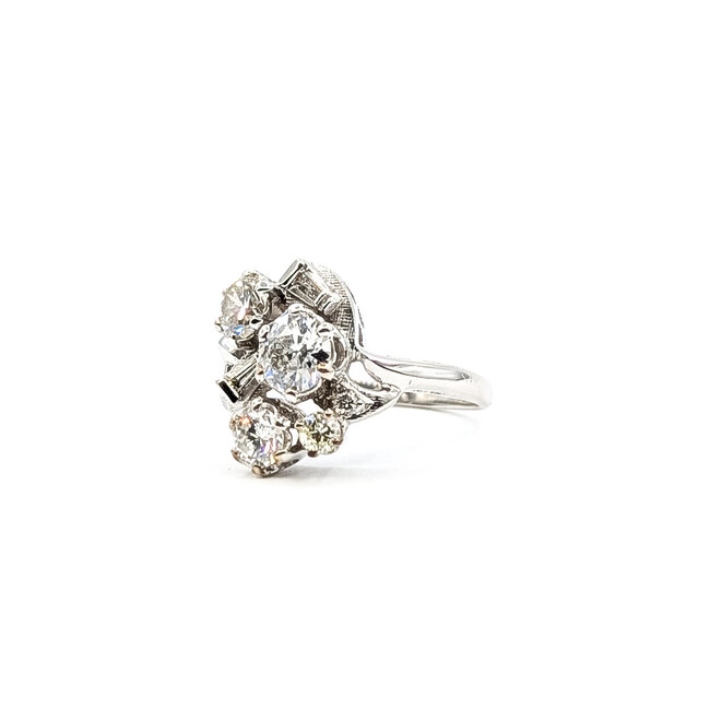 Ring Cluster 1.6ctw Round & Baguette Diamonds Diamonds 14kw 15mm Sz6.5 4.44g 226050011