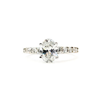 Ring Engagement 1.21ct Oval Lab Grown Diamond IGI: LG770616434 .40ctw Diamonds 18kw 2.2mm Sz6.5 2.95g 125100037