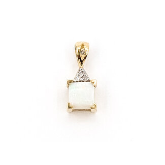Pendant Drop .05ctw Round Diamonds .85ct White Opal 10ky 16x7mm .99g 126060018