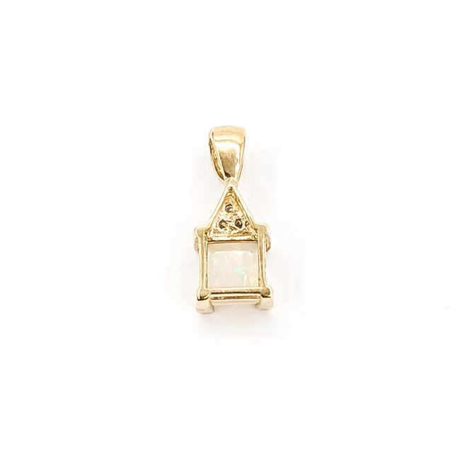 Pendant Drop .05ctw Round Diamonds .85ct White Opal 10ky 16x7mm .99g 126060018